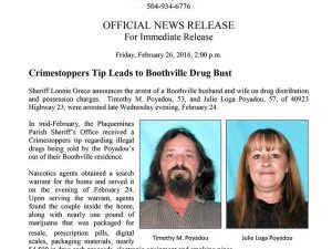 Crimestoppers tips lead to drug bust in Boothville Photo